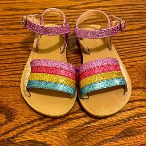 Crew Cuts kids glitter rainbow sandal size 8. NWOT never worn!